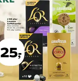 Kvickly L'OR eller Lavazza kaffekapsler tilbud