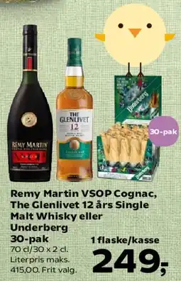 Kvickly Remy Martin VSOP / The Glenlivet 12 år / Underberg tilbud