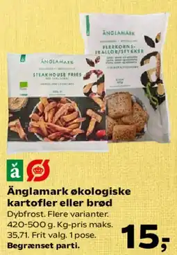 Kvickly Änglamark økologiske kartofler eller brød tilbud