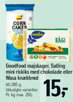 Føtex Goodfood majskager / Salling mini riskiks / Wasa knækbrød tilbud
