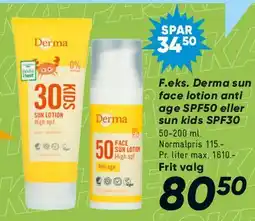 Bilka Derma sun (face lotion / sun kids) tilbud