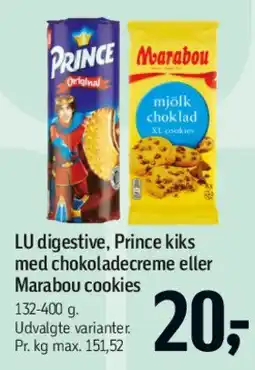 Føtex LU digestive / Prince kiks / Marabou cookies tilbud