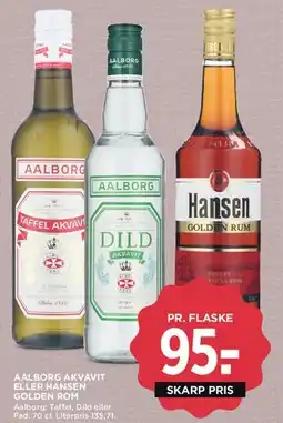 MENY Aalborg Akvavit eller Hansen Golden Rom tilbud