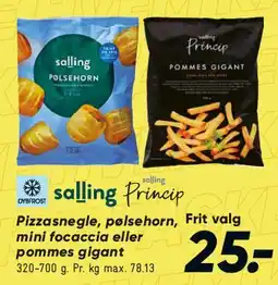 Bilka Salling Princip - pizzasnegle, pølsehorn, mini focaccia eller pommes gigant tilbud