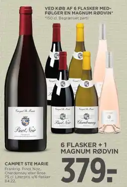 MENY 6 flasker + 1 magnum rødvin tilbud