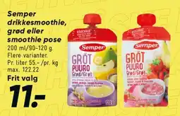 Bilka Semper drikkesmoothie / grødpose tilbud