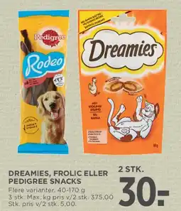 MENY Dreamies, Frolic eller Pedigree snacks tilbud