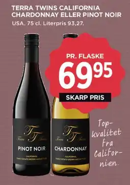 MENY Terra Twins California Chardonnay eller Pinot Noir tilbud