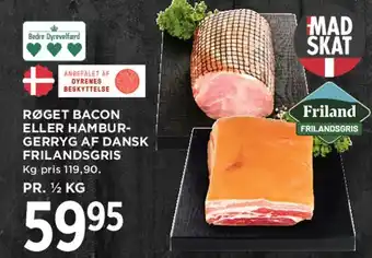 MENY Røget bacon eller hamburgerryg af dansk frilandsgris tilbud