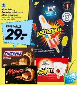 Bilka Udvalgte ispålæg / iskasser (Mars, Snickers, Premier Is, Isbjørn) tilbud