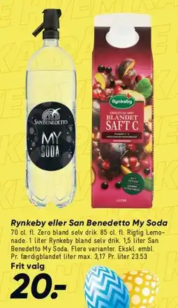 Bilka Rynkeby saft eller San Benedetto My Soda tilbud