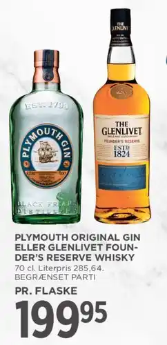 MENY Plymouth Original Gin eller Glenlivet Founder's Reserve Whisky tilbud
