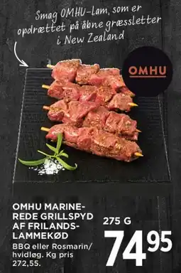 MENY OMHU Marinerede grillspyd af frilandslammekød tilbud