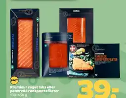 Netto Premieur røget laks eller panerede rødspættefileter tilbud