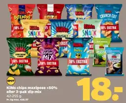 Netto KiMs chips maxipose +50% eller 3-pak dip mix tilbud