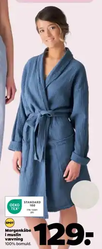 Netto Morgenkåbe i muslin vævning 100% bomuld. tilbud