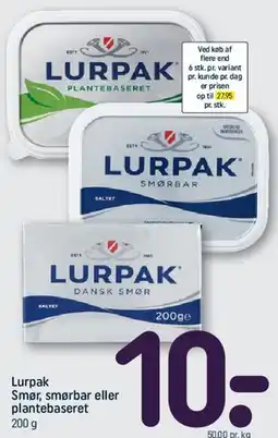 REMA 1000 Lurpak (smør, smørbar eller plantebaseret) tilbud