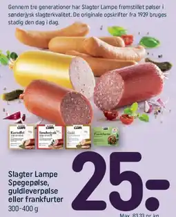 REMA 1000 Slagter Lampe spegepølse, guldleverpølse eller frankfurter tilbud