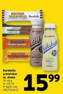 Løvbjerg Barebells proteinbar el. shake tilbud