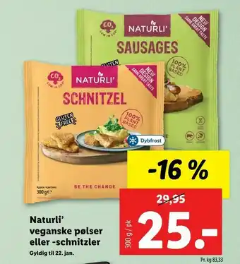 Naturli' veganske pølser eller -schnitzler