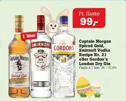 Poetzsch Padborg Captain Morgan Spiced Gold, Smirnoff Vodka eller Gordon's London Dry Gin tilbud