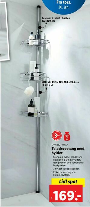 Teleskopstang med hylder