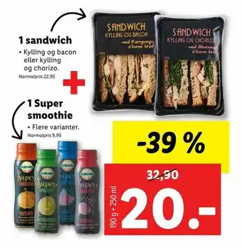 1 sandwich+1 Super. smoothie