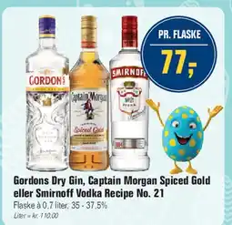 Otto Duborg Gordons Dry Gin / Captain Morgan Spiced Gold / Smirnoff Vodka Bacino No. 21 tilbud