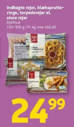 Løvbjerg Indbagte rejer, blæksprutte- ringe, torpedorejer el. store rejer tilbud