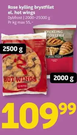 Løvbjerg Rose kylling brystfilet el. hot wings tilbud