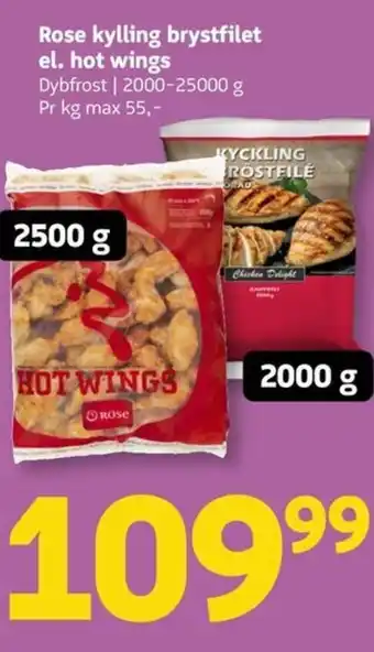 Løvbjerg Rose kylling brystfilet el. hot wings tilbud