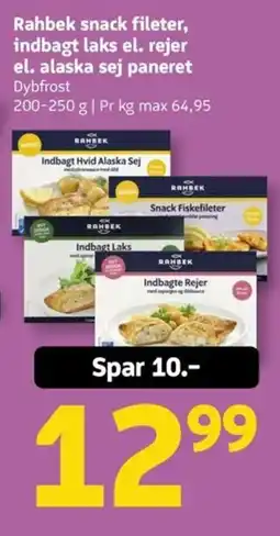 Løvbjerg Rahbek snack fileter, indbagt laks el. rejer el. alaska sej paneret tilbud