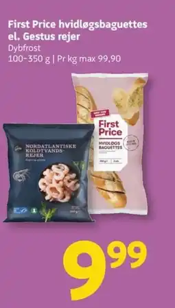 Løvbjerg First Price hvidløgsbaguettes el. Gestus rejer tilbud