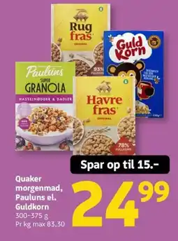 Løvbjerg Quaker morgenmad, Pauluns el. Guldkorn tilbud