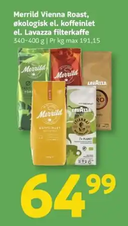 Løvbjerg Merrild Vienna Roast, økologisk el. koffeinlet el. Lavazza filterkaffe tilbud