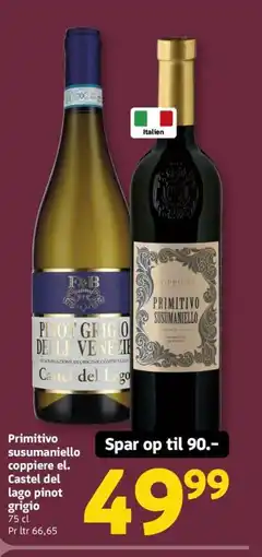 Løvbjerg Primitivo susumaniello coppiere el. Castel del lago pinot grigio tilbud