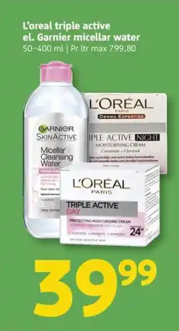 Løvbjerg L'oreal triple active el. Garnier micellar water tilbud