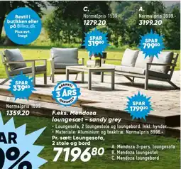Bilka F.eks. Mendoza loungesæt sandy grey tilbud