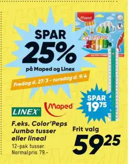 Bilka F.eks. Color'Peps Jumbo tusser eller lineal tilbud