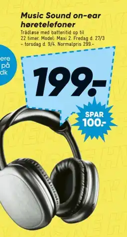 Bilka Music Sound on-ear høretelefoner tilbud