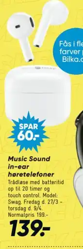 Bilka Music Sound in-ear høretelefoner tilbud