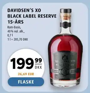 Scandinavian Park DAVIDSEN’S XO BLACK LABEL RESERVE 15-ÅRS tilbud