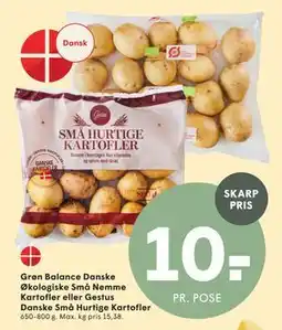 SPAR Grøn Balance Danske Økologiske Små Nemme Kartofler eller Gestus Danske Små Hurtige Kartofler tilbud