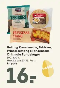 SPAR Hatting Kanelsnegle, Tebirkes, Prinsessestang eller Jensens Originale Pandekager tilbud