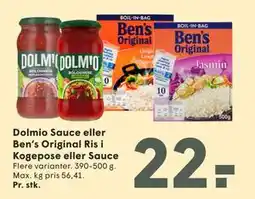 SPAR Dolmio Sauce eller Ben’s Original Ris i Kogepose eller Sauce tilbud