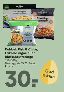SPAR Rahbek Fish & Chips, Lakselasagne eller Blæksprutteringe tilbud