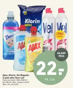 SPAR Ajax, Klorin, Vel Regular 2-pak eller Dun-Let tilbud