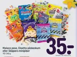 REMA 1000 Malaco pose, Cloetta påskeskum eller Skippers minipiber tilbud