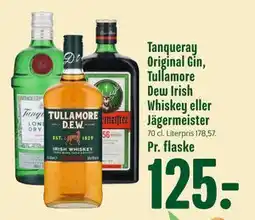 Min Købmand Tanqueray Original Gin, Tullamore Dew Irish Whiskey eller Jäger meister tilbud