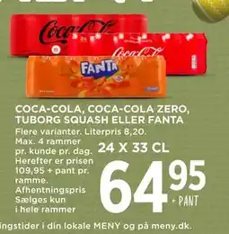 MENY COCA-COLA, COCA-COLA ZERO, TUBORG SQUASH ELLER FANTA tilbud